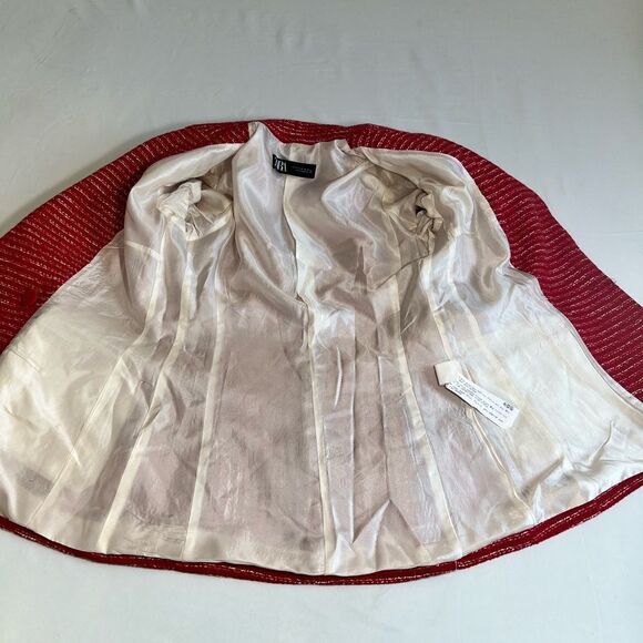 ZARA RED Texture Double Breast Blazer Size Small - Picture 9 of 14